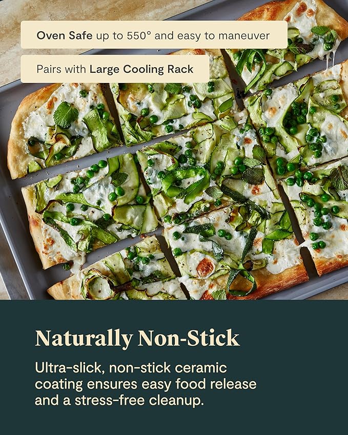 Caraway Non-Stick Ceramic Baking Sheet - Naturally Slick Ceramic Coating - Non-Toxic, PTFE & PFOA Free - Perfect for Baking, Roasting, and More - Large (18" x 13") - Navy
