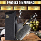 SliceElite Elite Series 7-Inch Damascus Bone Cutting Knife – VG10 Steel Blade with Forged Carbon Fiber Handle Infused with Gold Leaf, Sheaths Option (Bone Cutting Knife with Leather Sheath)