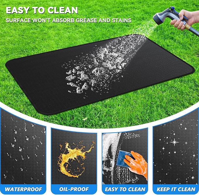 Large 60 x 40 inch Under Grill Mats for Outdoor Grill, Double-Sided Fireproof Deck Patio Protector Mat, Waterproof Oil-Proof BBQ Floor Pad Indoor Fire Pit Fireplace Mat