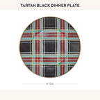 MACKENZIE-CHILDS Enamel Dinner Plate, Decorative Dinnerware Plate, 10 Inches, Black Tartan