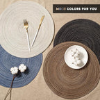 FunWheat Round Braided Placemats Set of 6 Easy Clean Place mats for Dining Tables Woven Heat Resistant Washable Table Mats 15 inches(Beige)