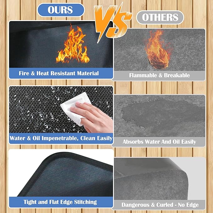 Ogrmar 65 x 48 Inch Under Grill Mats for Outdoor Grill, Indoor Fire Pit/Fireplace Mat, Waterproof Oil-Proof Grill Floor Pads, BBQ Mat Protector for Deck, Patio and Grass (65 * 48 Inch)