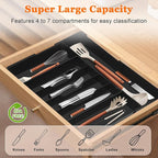 Expandable Large Silverware Organizer - BPA-Free Food-Safe Utensil Drawer Organizer Adjustable Kitchen Drawer Organizer Flatware Cutlery Tray, Classified Storage for Spoons Forks Knives