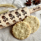 HALLOWEEN 3 Mini Embossed Rolling Pin Set. Wooden Laser Engraved Textured rolling pins for Cookies, Modeline, Ceramic with Skulls, Bats, Halloween by Algis Crafts