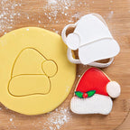 Flycalf Christmas Cookie Cutters with Plunger Stamps Christmas Hat Shapes Fall Holiday PLA Baking Accessories Cutter Molds Gifts for Kids Decorative Party 3.5" Kitchen Cake Supplies