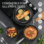 KITEXPERT Non Stick Frying Pans with Lid, 8" Titanium Ceramic Pan Nonstick Stainless Steel Skillet, PFAS PFOA & PTFE Free, Quick-Cool Handle, Dishwasher & Oven Safe, Compatible with All Cooktops
