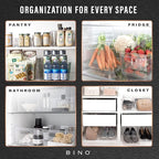 BINO | Plastic Organizer Bins, Small - 4 Pack | The SOHO Collection | Multi-Use Plastic Bin | Pantry & Freezer Organizer Bin | Storage Containers | Bins for Home & Kitchen Org