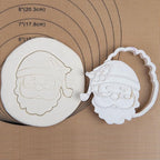 Flycalf Christmas Cookie Cutters Santa Claus Shapes with Plunger Stamps Holiday PLA Baking Accessories Cutter Molds Gifts Decorative Party 3" Kitchen Cake Supplies