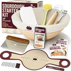 Superbaking Banneton Bread Proofing Basket Set with Silicone Dough Sling, 9" Splinter-Free Proofing Basket, Non-Stick Dutch Oven Liner, Sourdough Starter Kit, Sourdough Bread Baking Supplies & Tools