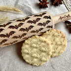 HALLOWEEN 3 Mini Embossed Rolling Pin Set. Wooden Laser Engraved Textured rolling pins for Cookies, Modeline, Ceramic with Skulls, Bats, Halloween by Algis Crafts
