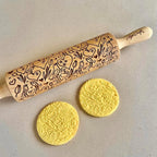 LOVE BIRDS Embossing Rolling Pin – Laser Engraved Dough Roller with hearts and birds pattern. Great for cookies, clay crafts, and a charming gift. By Algis Crafts