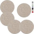 Trivets for Hot Dishes, Pots and Pans, 8 Inches Hot Pads 5 Pcs, Pot Holders for Kitchen, Heat Resistant Mat Protect Counter, Coasters Set Home Essentials Farmhouse Decor (Brown)