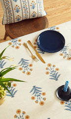 ISAENNE Designer French Pale Yellow Extra Long Rectangle Table Cloth,Linen Floral Tablecloth,Wrinkle Resistant Decor Tablecloths for Dining Thanksgiving Banquet Kitchen Party,63"*110"-Estevan A