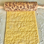 FOREST ANIMALS Embossing Rolling Pin. Laser Engraved Dough Roller for Embossed Cookies Fondant or Pottery by Algis Crafts