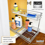 LYNK PROFESSIONAL® Pull Out Under Sink Kitchen Cabinet Organizer - 11.5 in. x 18 inch deep Drawer - Sliding Shelf Organizer for Cabinets and Undersink Storage Shelves - Lifetime Ltd. Warranty – Chrome