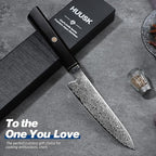 Huusk Damascus Utility Knife Japanese - 5.5 inch Handcrafted VG10 Paring Knife, Small Chef Knives with Ergonomic Wooden Handle, Versatile Kitchen Knives for Vegetable Fruit Meat, Birthday Dad Mom Gift