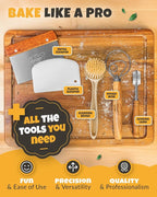 Cast Iron Bread-Pan with Lid - incl. Sourdough Bread Baking Supplies - like Banneton Bread-Proofing Basket - 7.2QT Bread-Oven Dutch, Oven for Bread-Baking Cast Iron Pan Scoring Tool Lame Kit