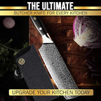SliceElite Elite Series 7 Inch Nakiri Knife Damascus VG10 Core Forged G10 Handle Polymer Guard Japanese Chef Vegetable Chopping Cleaver Kitchen Knife Sharp Cutting Cooking Tomato Butcher Tool