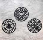 GASARÉ, Extra Large, Thick, 10" Silicone Trivets for Hot Dishes, Pots, and Pans, Hot Pads for Countertops, Flexible, Dishwasher Safe, 10 x ¼ Inches, Set of 3, Black