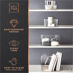 BINO | Plastic Storage Bins, Medium - 2 Pack | THE LUCID COLLECTION | Multi-Use Built-In Handles | BPA-Free | Clear Storage Containers | Fridge Organizer | Pantry & Home Organization