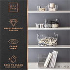 BINO | Plastic Organizer Bins, Large - 4 Pack | The SOHO Collection | Multi-Use | Pantry & Freezer Organizer Bins | Plastic Storage Containers for Home & Kitchen Org