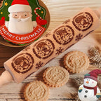 17" Premium Wooden Rolling Pins for Baking with Gnome Embossed Designs | 3mm Deep Springerle Cookie Molds | Christmas Rolling Pin & Baking Gifts for Women | Includes 3-in-1 Cleaning Brush