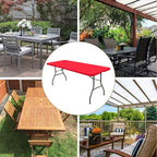 6 Pack Stretch Fabric Table Top Cap Cover, fits 6' Tables, Spandex Table Covers Washable Elastic Universal Rectangle Tablecloth Protector for Indoor Outdoor Party Picnic Wedding, Red, 30" W x 72" L