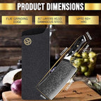 SliceElite Elite Series 7-Inch Damascus Bone Cutting Knife – VG10 Steel Blade with Forged Carbon Fiber Handle Infused with Gold Leaf, Sheaths Option (Bone Cutting Knife)