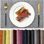 KXN Placemats Set of 6, Dual-Layer Thickened Faux Linen Table Mats, Heat Resistant & Wrinkle-Free, Machine Washable Cloth Place Mats for Kitchen Dining Indoor Outdoor (Light Grey)