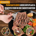 3PCS Grilling Savant 3 Way Skewers,14 Inch Metal Skewers for Grilling,Easy to Use Push Bar Slider, BBQ Accessory, Perfect for Meat,Veggies,Fruits,Marshmallow Roasting Sticks Grill Kabob Skewer.