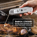 ThermoWorks Sizzle Digital Meat Thermometer – Instant Read in 2 Seconds, Waterproof, Folding Probe with Magnetic Back, Auto-Rotating Backlit Display, for Cooking Food, Grill & BBQ - Nautical Blue