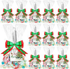 12 Set Christmas Whisk Gifts for Neighbor, Christmas Baking Supplies Include Silicone Whisks Greeting Card Ribbon and Plastic Bag Xmas Cooking Utensils for Neighbor Employee Stocking Stuffers Ideas