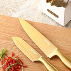 McCook® Kitchen Knife Sets, Golden Titanium Stainless Steel Knives Block Set with Built-in Sharpener