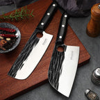 Huusk Knives Set, Serbian Chef Knife Set with Bag, Japanese Kitchen Knives Set, Hand Forged High Carbon Steel Knife Set, Full Tang Knives with Ebony Handle, Butcher Knife Set for Dad, Gif for Men