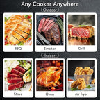 Wireless Smart Bluetooth Meat Thermometer Digital for BBQ, Grill, Oven, Smoker, 500ft Range Cooking Thermometer with Ultra-Thin Wireless Meat Probe, Perfect for Steak, Chicken, Turkey