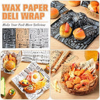 Outus 600 Pcs 12 x 12 Inch Deli Wax Paper Sheets Grease Resistant Tray Basket Liners Newsprint Paper Water and Grease Proof Sandwich Wrapping Square Hot Dog Wrapper for Food (White,Black,Brown)