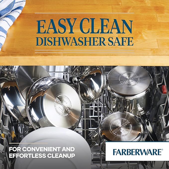 Farberware Classic Stainless Steel Frying Pan Set / Fry Pan Set / Stainless Steel Skillet Set - 8.25 Inch and 10 Inch, Silver