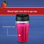 Oster Pro 1200 Smoothie Blender with Glass Jar & 24oz To-Go Cup, Countertop Kitchen Blender with 7 Speeds, 1200W Power, Brushed Nickel