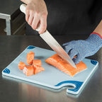 San Jamar Saf-T-Grip Plastic Cutting Board with Safety Hook, 9" x 12" x 0.375", Blue