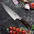 imarku Damascus Chef Knife, 8 Inch Kitchen Knife Ultra Sharp Cooking Knife HC German Stainless Steel Japanese Knife for Kitchen, Hand-Hammered Design, Ergonomic Handle, Christmas Gifts for Women Men
