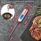 Digital Instant Read Meat Thermometer Waterproof Food Thermometer with 5.1 inch Long Probe for Food Cooking, Candy, BBQ, Liquid and Meat Temperature Measurement by GLVSAE (Red)