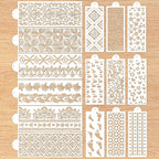 Cake Buttercream Decorating Stencils - 15 Pcs Reusable Cake Stencils Floral Boarder, Cookies Royal Icing Stencils Biscuits Decorating Template Cake Baking Stencils
