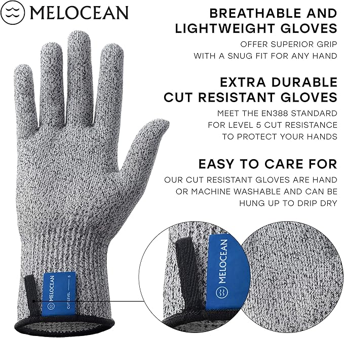 Oyster Shucking Knife and Gloves Set - Premium Oyster Knife and Shucking Gloves Kit - Professional Clam Shucker Opener Tool in Lovely Box - Bonus Ebook and Brochure Included