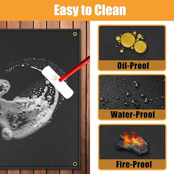 TOHONFOO 90 x 48 in Extra Large Grill Mat for Outdoor Grill - Grilling Mats for Outdoor Grill to Protect The Deck, Patio, Pavers - Easy to Clean BBQ Mats - 1mm