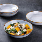AmorArc 8.5'' Large Ceramic Pasta Bowls Set, 36oz Stoneware Bowls Set of 4 for Kitchen, Reavtive Glaze Bowls-Microwave, Dishwasher Safe for Pasta,Salad,Oatmeal -Blue