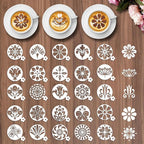Mandala Flower Coffee Stencils - 25 Pcs Stencils for Cookies Sourdough Bread Decor, Reuable Template for Crafts Floral Design
