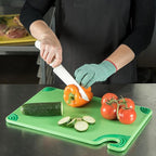 San Jamar Saf-T-Grip Plastic Cutting Board with Safety Hook, 12" x 18" x 0.5", Green, (Pack of 6)