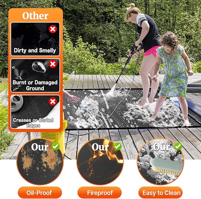 48 ×36 inches Under Grill Mat Fit Blackstone 17in & 22in Griddle with Stand /Griddle Mat for Blackstone, Fireproof Fire Pit Mat Fireplace Mat Grill Pad BBQ Mat Grill Mat for Deck Patio Outdoor Grills