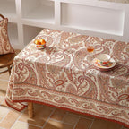 ISAENNE Designer French Red Table Cloth for Rectangle Table,Fall Linen Tablecloth with Cashew Pattern,Stain Proof Decor Tablecloths for Dining Thanksgiving Kitchen,55"*87"-Chauffrey D