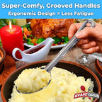 Super Strong, Ergonomic 11 in Serving Spoon 5 Pk. Big, Slotted Stainless Steel Spoons for Cooking, Baking and Basting. Best Kitchen Flatware for Buffet and Banquet Service in Restaurants and Homes